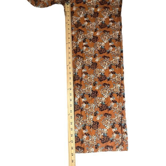 Band Of Gypsies Womens Brown Floral V Neck Short Futter Sleeve Jumpsuit Small - Picture 5 of 8